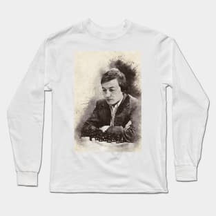 Anatoly Karpov ✪ The Legend ✪  Aesthetic Watercolor Portrait of a chess master Long Sleeve T-Shirt